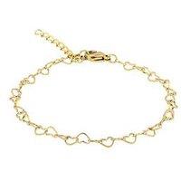 The Love Collection Gold Plated Stainless Steel Linked Heart Bracelet