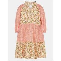 Accessorize Girls Long Sleeve Mixed Floral Dress - Pink