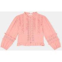 Accessorize Girls Broderie Ruffle Top - Pink