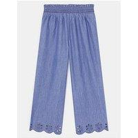 Accessorize Girls Broderie Detail Denim Trousers - Blue