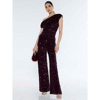 River Island Pull On Velvet Sequin Trouser - Red