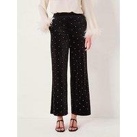 Monsoon Emma Embellished Velvet Trouser - Black