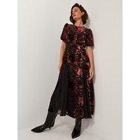 Monsoon Carolyn Devore Midi Dress - Black
