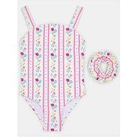 Accessorize Girls Prairie Floral Swimsuit & Scrunchie - Multi
