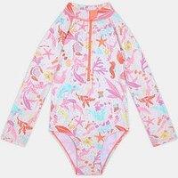 Accessorize Girls Long Sleeve Sealife Print Swimsuit