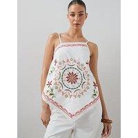 The Very Collection Patchwork Asymmetric Cami - White