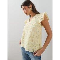 The Very Collection Broderie Frill Sleeve Detail Blouse - Yellow