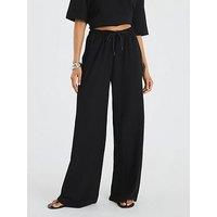 River Island High Waist Neo Premium Wide Leg Jogger - Black