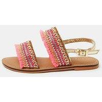 Accessorize Girls Embellished Two Strap Sandals - Coral