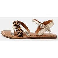 Accessorize Girls Leopard 2 Part Sandals - Gold