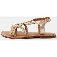 Accessorize Girls Diamante Plaited Sandals - Beige