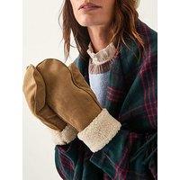 Monsoon Coby Faux Shearling Mittens - Cream