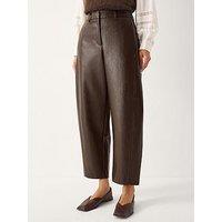 Monsoon Tara Faux Leather Barrel Trousers - Brown