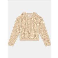 Accessorize Girls Flower Applique Jumper - Beige