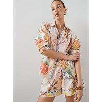 The Very Collection Printed Cotton Blend Button Up Shirt Co-Ord - Printed