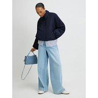 River Island Technical Bubble Hem Jacket - Navy Blue