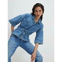 River Island Lia Tie Front Top - Blue