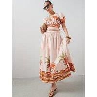 The Very Collection Tropical Print Maxi Co-Ord Skirt - Orange