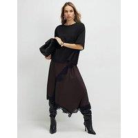 River Island Short Sleeve Lace Hybrid T-Shirt Maxi Dress - Brown