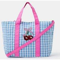Accessorize Girls Gingham Cherry Tote Bag - Blue