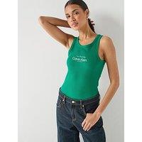 Calvin Klein Jeans Contour 2X2 Rib Graphic Tank Top - Green