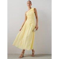 The Very Collection Bow One Shoulder Ruched Midaxi Dress - Yellow