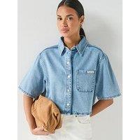 Calvin Klein Jeans Boxy Cropped Denim Shirt Vintage