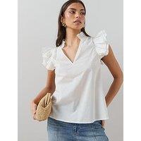 The Very Collection Frill Sleeve Detail Blouse - White