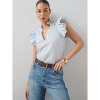 The Very Collection Frill Sleeve Detail Blouse - Blue