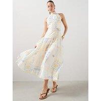 The Very Collection Postcard High Neck Belted Midaxi Dress - Print