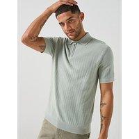 Selected Cran Short Sleeve Knitted Zip Polo Shirt