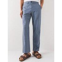 Selected Miles Straight Fit Linen Blend Trousers - Blue