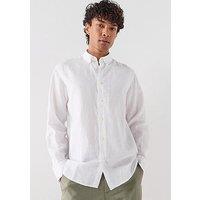 Selected Clay Linen Blend Blend Long Sleeve Shirt - White