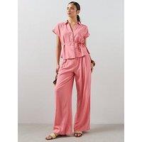 The Very Collection Wide Leg Linen Trousers Co-Ord - Coral