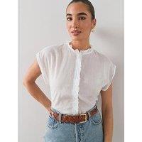 The Very Collection Frill Detail Short Sleeve Blouse - White
