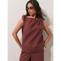 The Very Collection Tie Detail Sleeveless Top - Brown