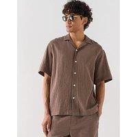 Selected Cal Short Sleeve Resort Shirt - Chocolate Chip