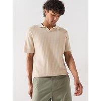 Selected Mattis Linen Blend Open Collar Polo Shirt - Brown