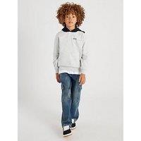 River Island Older Boys Back Print Colour Block Hoodie - Grey