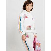 River Island Older Girls Badge Hoodie Tracksuit Set - White
