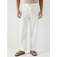 Selected Brody Loose Fit Linen Trousers - White