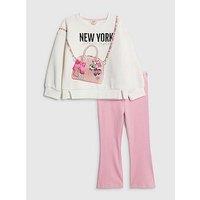 River Island Mini Girls New York Bag Sweatshirt Set - Cream