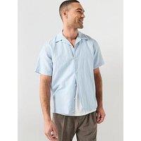 Selected Clay Short Sleeve Linen Blend Stripe Shirt