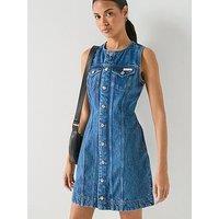 Calvin Klein Jeans Shirt Mini Dress - Blue