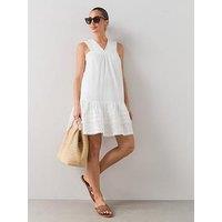 The Very Collection Dobby Halter Detail Mini Dress - White