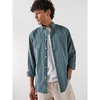 Selected Clay Linen Blend Blend Long Sleeve Shirt - Dark Green