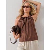 The Very Collection Flowy Sleeveless Blouse - Brown