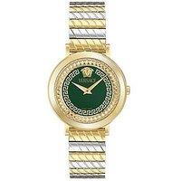 Versace Delphinus 35Mm Bicolor Case Ladies Watch With Green Dial