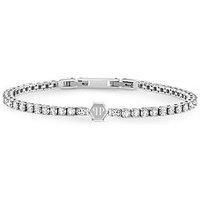 Philipp Plein Plein Tennis, Stainless Steel, White Crystals 3D Hexagon Bracelet