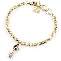 Philipp Plein Valentine Ip Gold Tone White Crystals Key Detail Bracelet